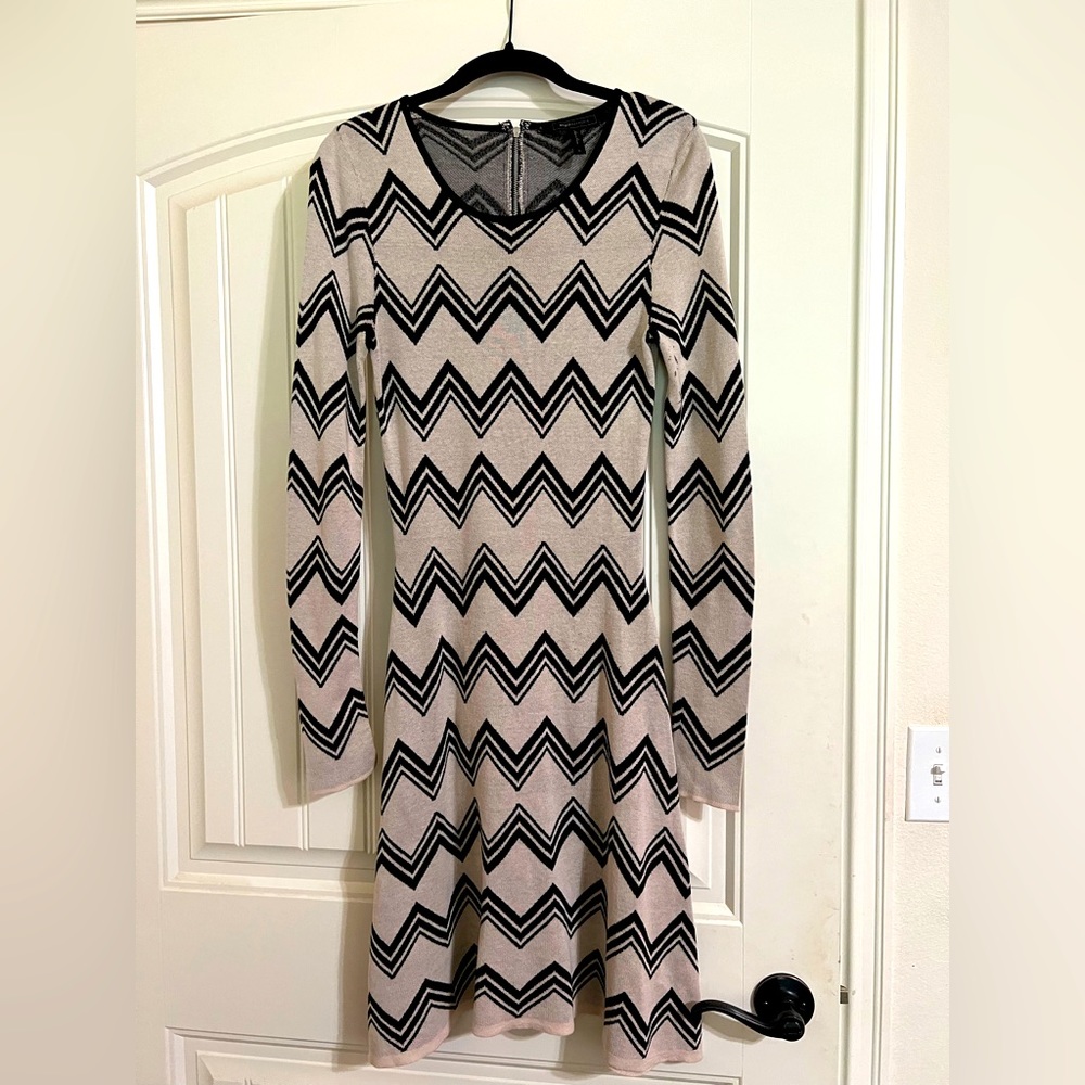 Black and beige sweater dress